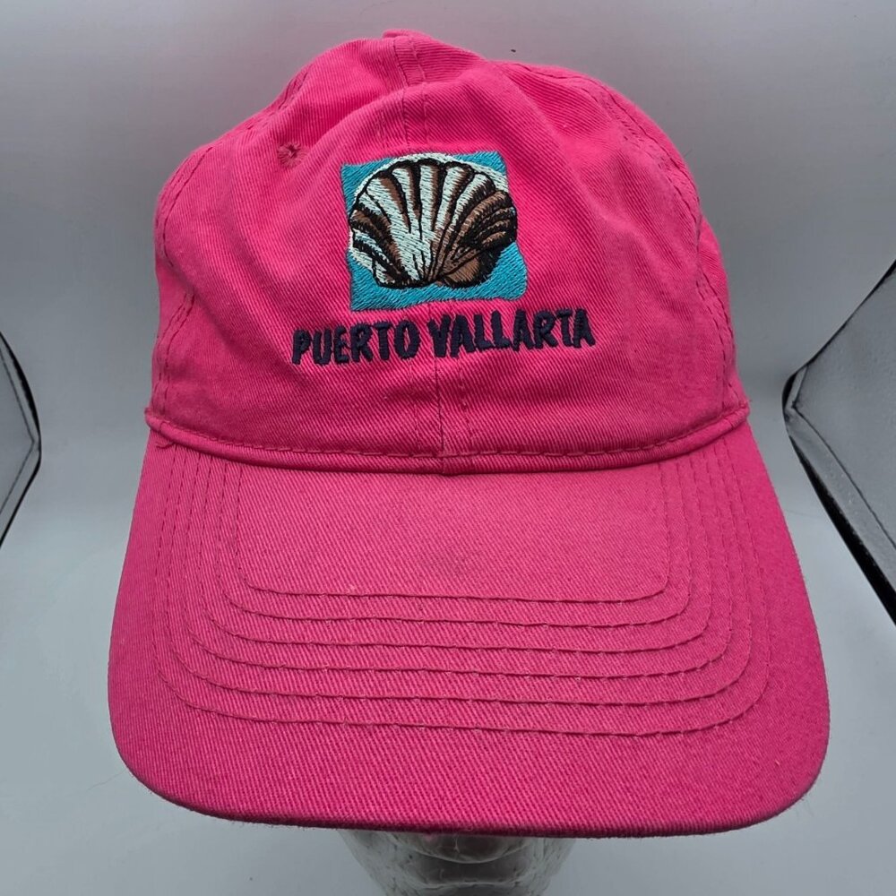 Puerto Vallarta Pink Womens Adjustable Hat Cap Casual Outdoors Embroidered Shell
